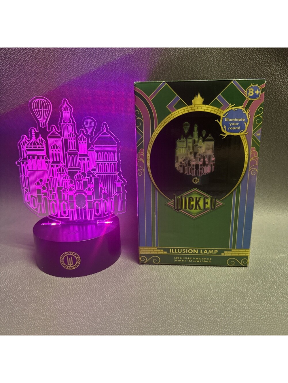 Wicked Illusion Lamp Emerald City 3D Light Acrylic Color Changing Universal 7”